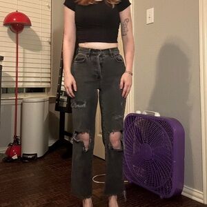 pacsun black distressed mom jeans size 23